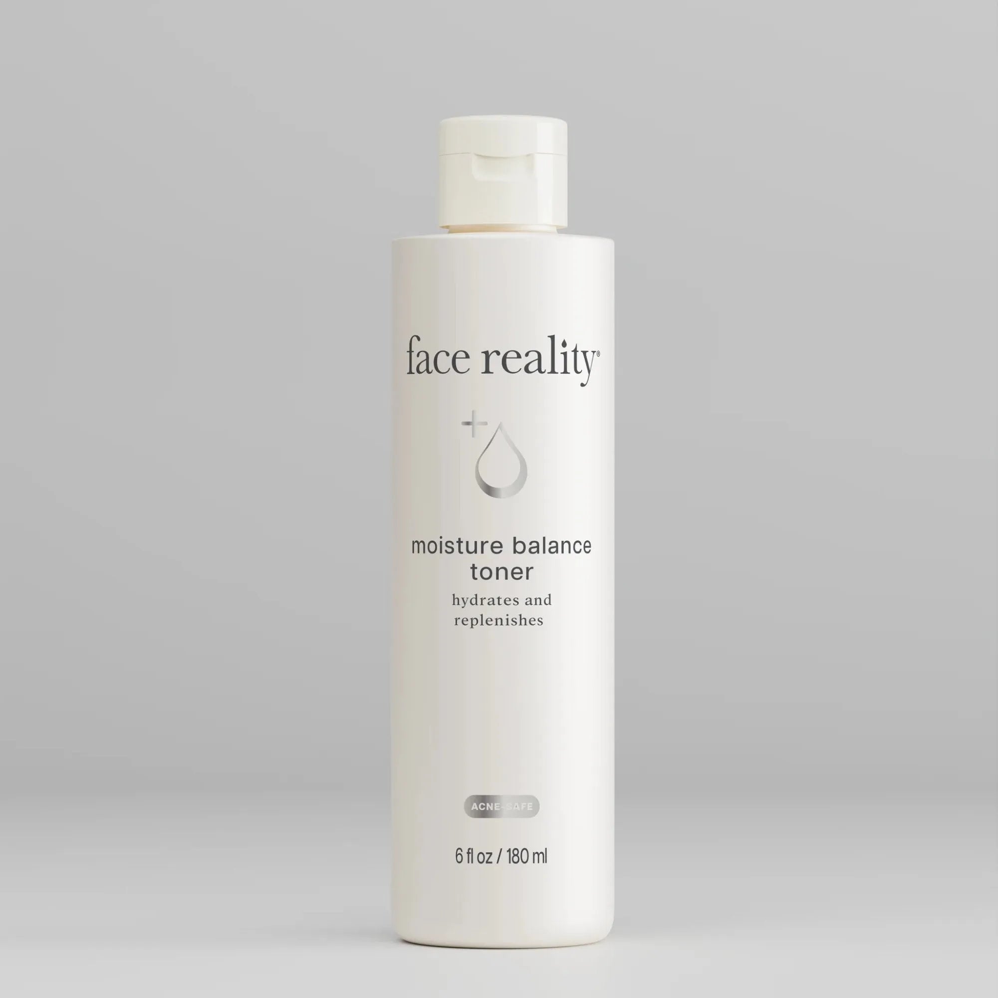 Face Reality Moisture Balance Toner bottle on a grey background, clean skincare product