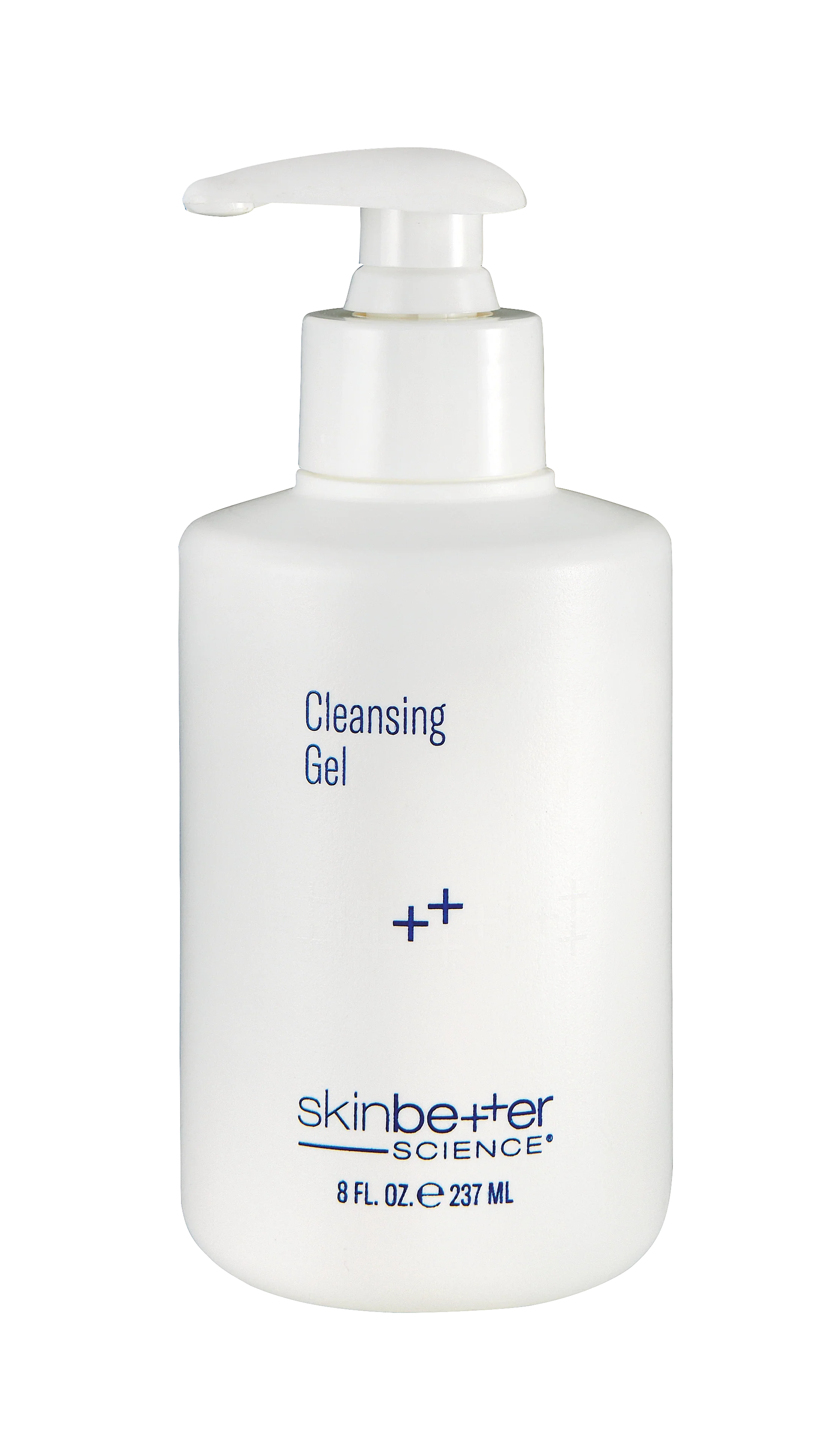 SkinBetter Science Cleansing Gel 8oz white pump bottle on plain background, skincare product